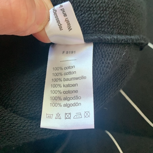 Lacoste giant logo black French terry cotton hoodie thin white stripes EUC - Picture 6 of 8